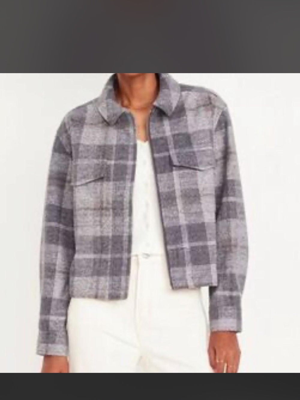 Old Navy Gray Plaid Wool-Blend Jacket NWT